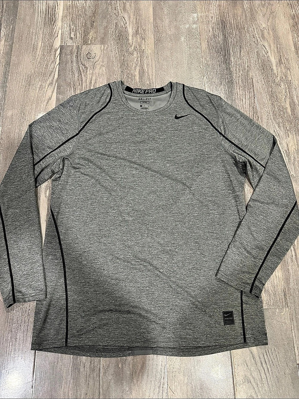 Nike Pro Men's Dri-FIT Slim Long-Sleeve Fitness Top Gray XL